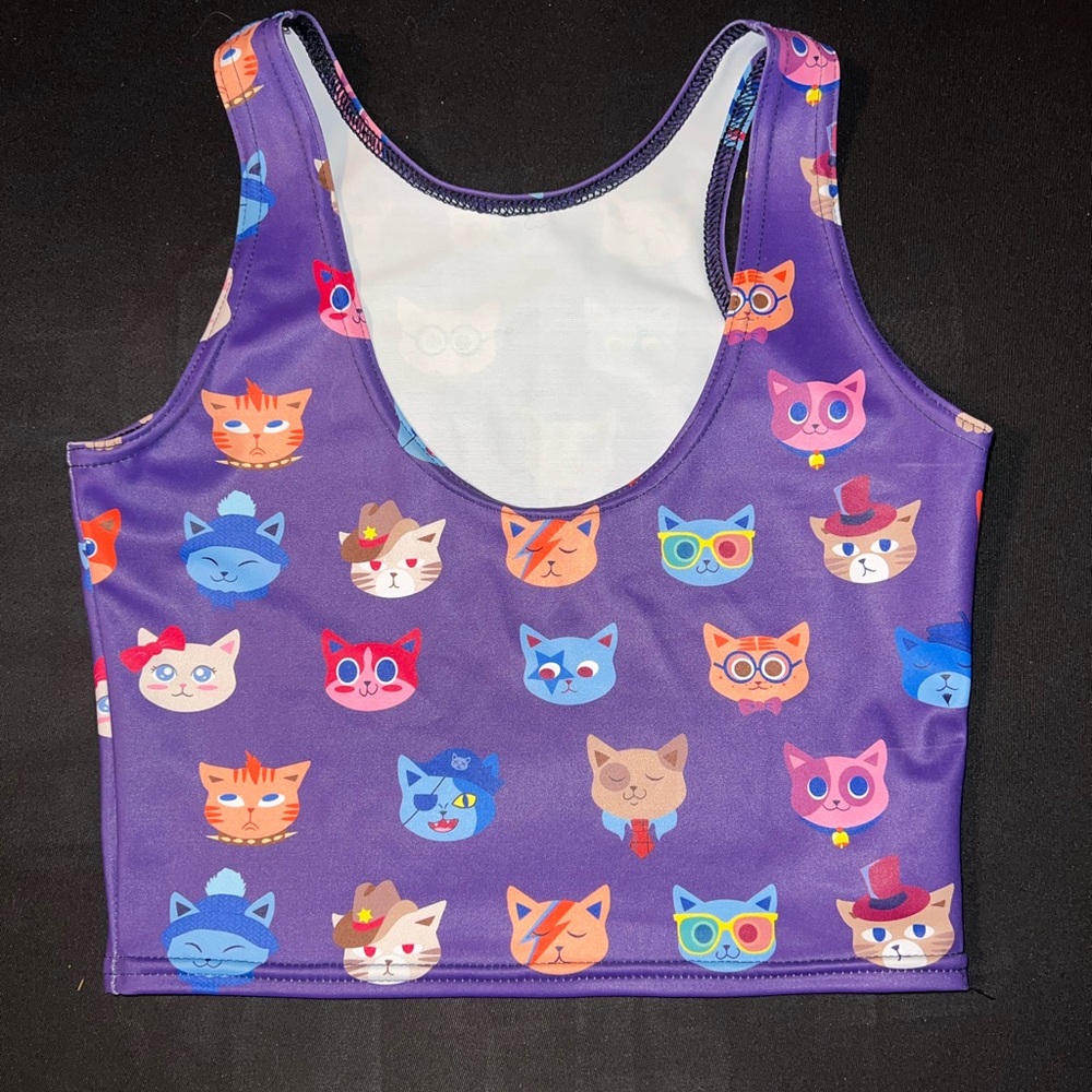 XS Whose That Cat reversible crop top by Blackmilk Clothing